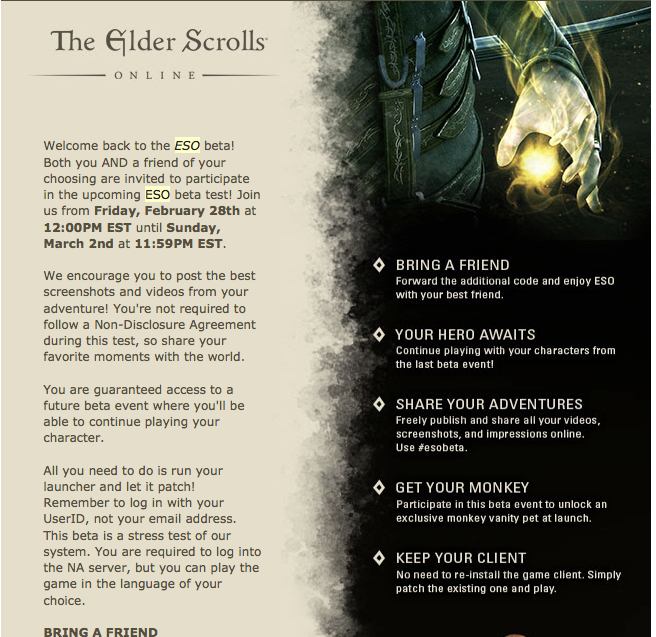 Elder Scrolls Online Beta - Invite a Friend