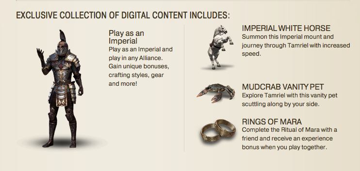 Exploring the Elder Scrolls Online - Bonuses for purchasing the Imperial Edition